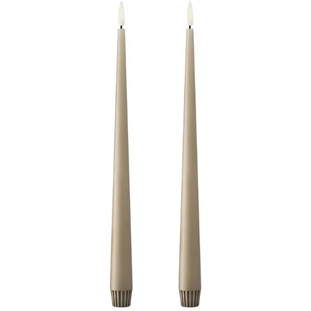 Ester & Erik Led Taper kaars 30cm nougat note set van 2 bruin