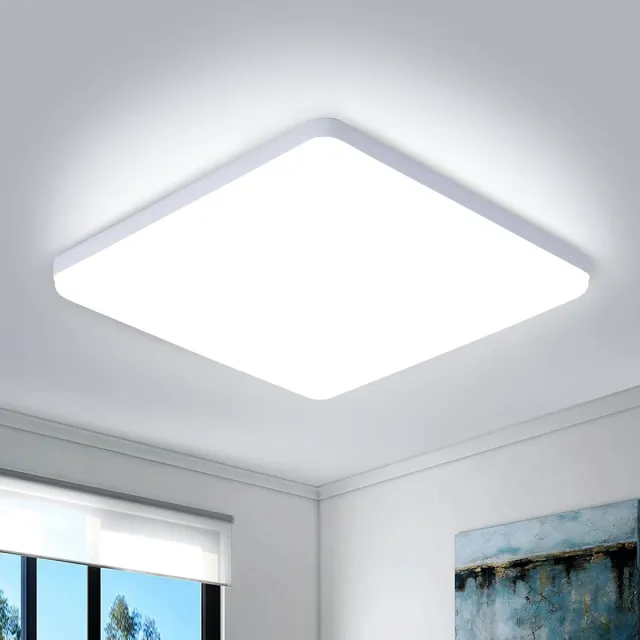 Haobosic Vierkante LED Plafondlamp - 30 cm Wit - 43W LED - 6500K Koud Wit White