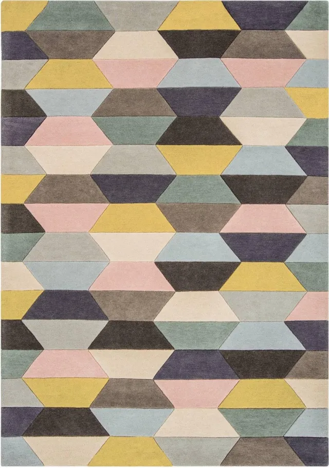Eazy Living Easy Living - Funk-Honeycomb-pastel Vloerkleed - 170x240 - Rechthoek - Laagpolig Tapijt - Modern - Meerkleurig