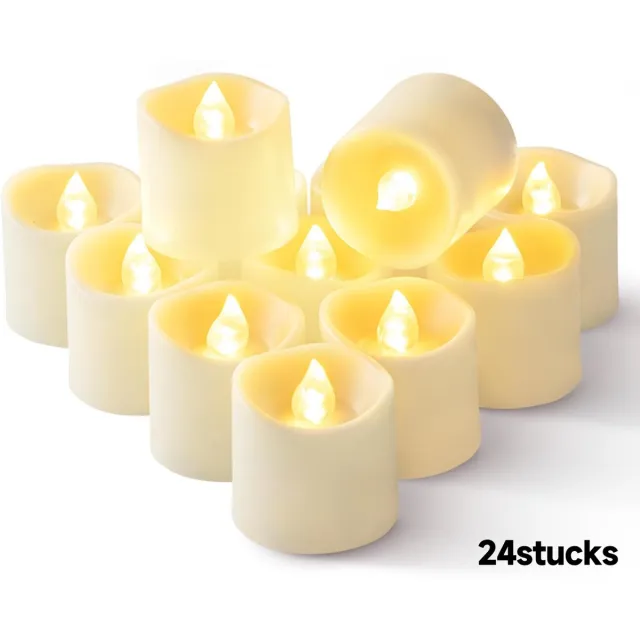 YYcha Witte LED Kaarsen - 3.6x4 cm - Flameless Sfeerkaarsen met Batterij - 24 stuks - Voor Glazen, Feesten & Decoratie