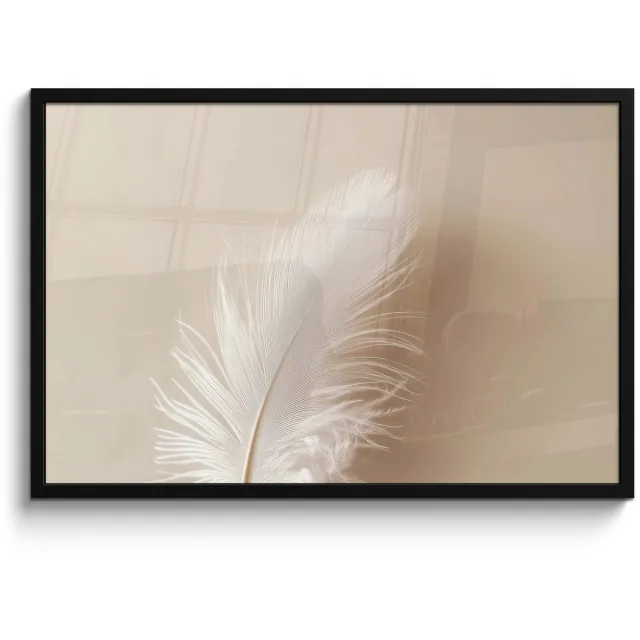 FrameYourWall Poster in lijst - Fotolijst 90x60 cm - Posters - Veer - Minimalistisch - Roze - Posterlijst zwart - Decoratie - Wanddecoratie woonkamer - Muurdecoratie slaapkamer