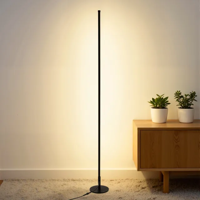 Lopoleis LED Vloerlamp Woonkamer, slaapkamer, Sfeerlamp – LED Lights – LED verlichting – Vloerlamp Dimbaar en Kantelbaar – Staande hoeklamp – Minimalistische Design – Incl. afstandsbediening – 3000-6000K – Zwart Zwart.