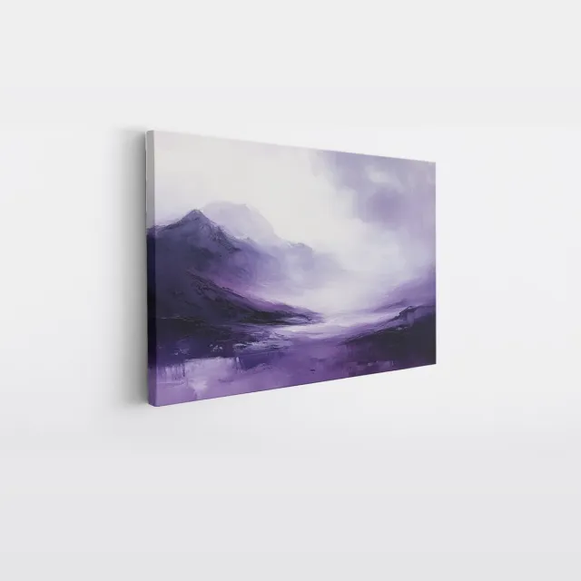 Saammp Canvas Schilderij - Paars - minimalistische kunst - Wit - Abstracte - 40x30 - Foto op canvas - Wanddecoratie - Muurdecoratie Woonkamer - Kantoor Decoratie Multicolor