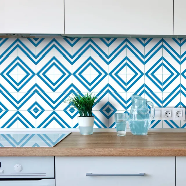 Ambiance Sticker Zelfklevende tegelmuurstickers voor keuken en badkamer - 9 tegelstickers, Azulejos Graziano-stijl - 9 stickers, 10x10 cm Multi color