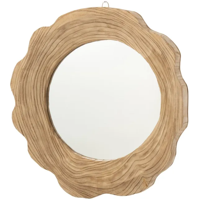 J-Line wandspiegel Geribbeld - hout - naturel - large