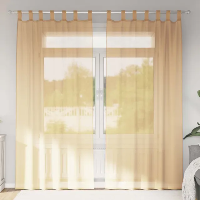 vidaXL Gordijnen met lussen 2 st 140x225 cm zand Bruin