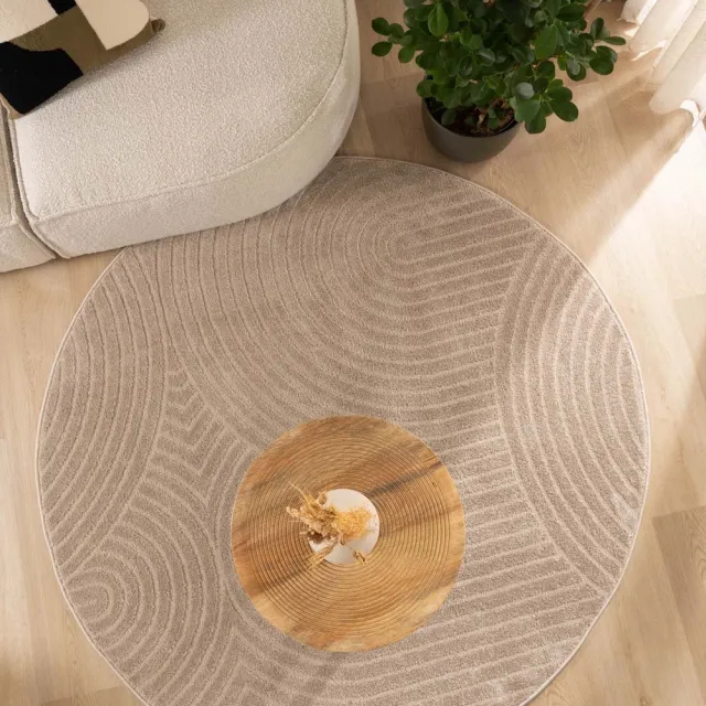 Nordic Weavers Scandinavisch vloerkleed rond - Contour Curve beige 140