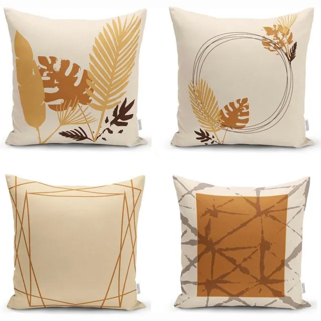 Zethome Kussenhoes Vierkantjes - Soft Touch – 43 x 43 Digitaal bedrukt - 4 stuk Cream