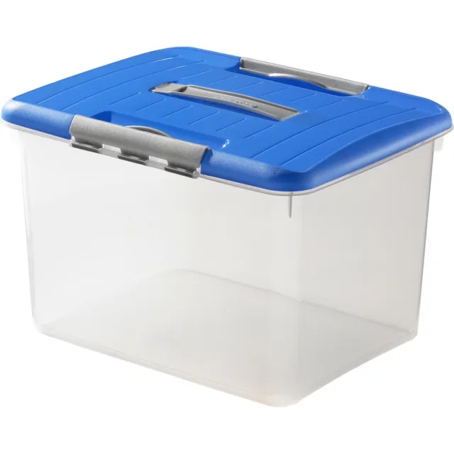 Curver Optima Opbergbox - 30 liter - Kunststof - Transparant / Blauw