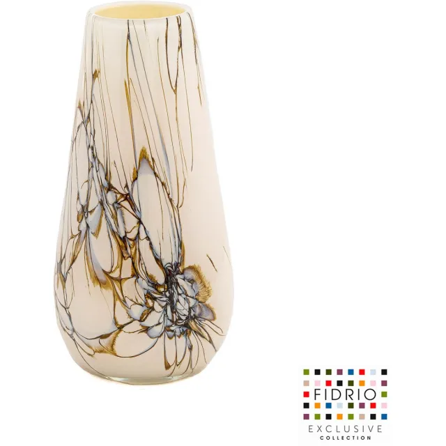 Fidrio LIGHTENING - Design Vaas Gloriosa - Glas, mondgeblazen bloemenvaas - Hoogte 22 cm goud wit