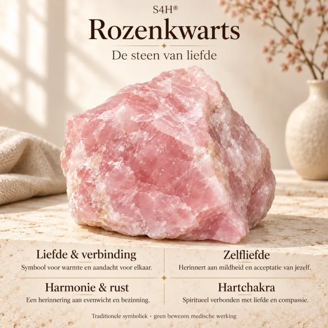 S4H Ruwe rozenkwarts XXXL - 4 tot 4,5 kg - Grote edelsteen voor interieur en meditatie – Grote Premium Edelsteen – Liefde, Harmonie & Rust – Natuursteen voor Interieur & Meditatie