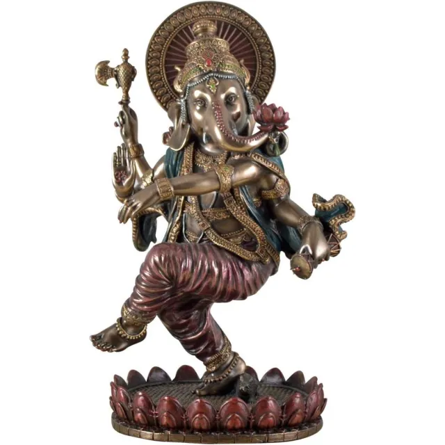 Veronese Design Ganesha Hindoeïstische God - Zeer Mooi en Gedetailleerd beeld - (hxbxd) ca. 21cm x 14cm x 10cm brons-multiocolor