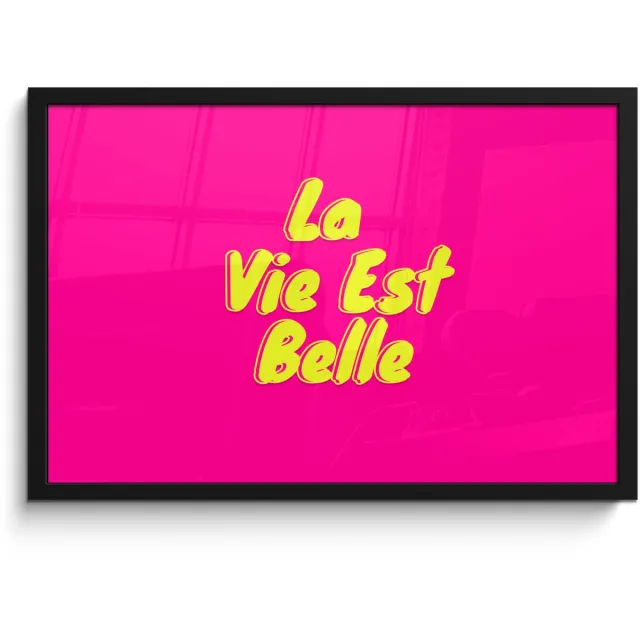 FrameYourWall Poster in lijst - Fotolijst 60x40 cm - Posters - Quote - Retro - Roze - Posterlijst zwart - Decoratie - Wanddecoratie woonkamer - Muurdecoratie slaapkamer