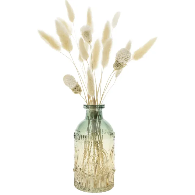 QUVIO Glazen vaas - 6 x 13 cm (dxh) - Geel/Blauw Transparant