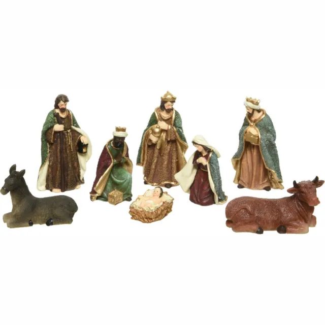 Decoris kerststal beelden/kerstbeelden - 8x st -tot 20 cm -polyresin multi