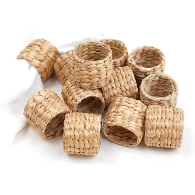 Ibenzoa Set van 12 Handgemaakte Bohemian Serviettenringen voor Feestelijke Tafeldecoratie bruin