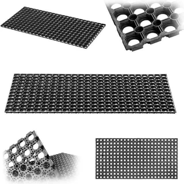 KADAX Deurmat met gatenpatroon, antislip rubberen ringmat voor buiten, rubberen mat van rubber voor de entree (patroon 2, 50 x 100 cm) Zwart