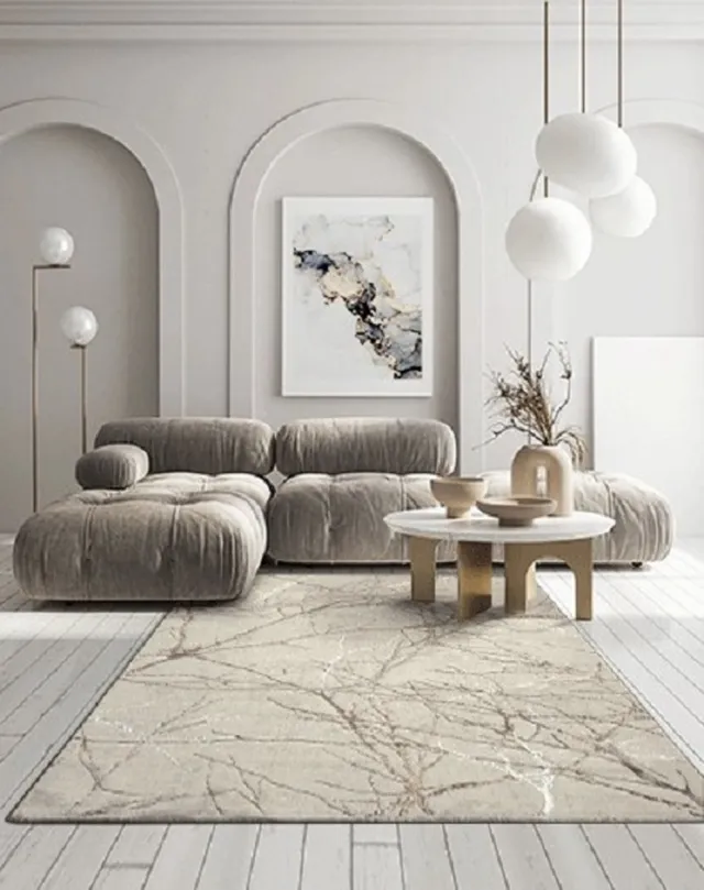 Merinos Karpet24 Creation vloerkleed – laagpolig met takkenpatroon – Beige/Crème – 200 x 290 cm