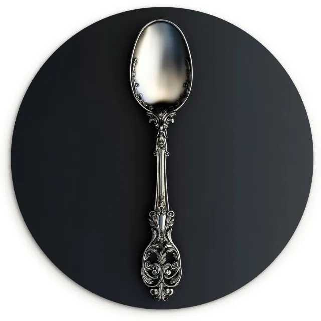 WallCircle Wandcirkel 120x120 cm - Muurcirkel Lepel - Zilver - Metaal - Muurdecoratie woonkamer - Wanddecoratie slaapkamer - Kamer decoratie accessoires - Ronde schilderijen
