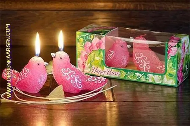 MilaNNE Vogel kaars ROZE (serie van 2 stuks)