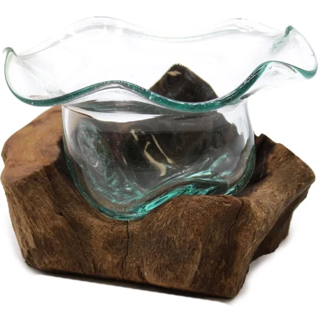 AW Gifts Gesmolten glas op hout - Fancy Zoete Kom op Hout