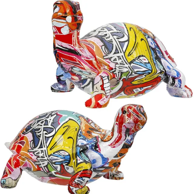 Gilde Handwerk - Beeld - Sculptuur - Schildpadden - Set/2 - Polyresin - Streetart - Multicolour - 21x14x11cm