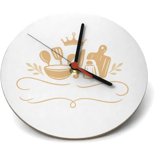 Mr Cadeautjes Klok rond Ø 19 - design Een elegante, humoristische keukenprint met een zelfverzeker | cadeau Wit