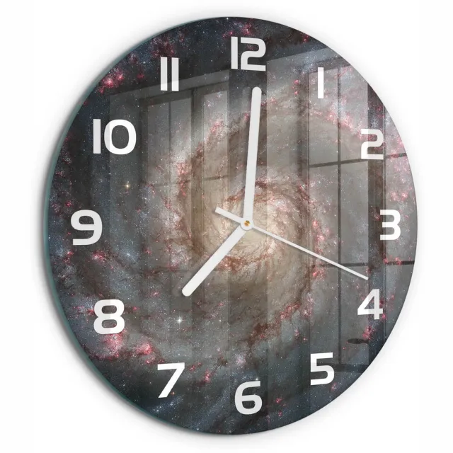 TULUP Wandklok - Mist Moderne Wandklok Glas - fi30 cm - Zwart Wandklok Glas Decoratie - Witte handen - Ronde Klok - Glazen Wandklok Design - Klok Glas Met Opdruk