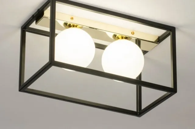 Lumidora Plafondlamp 73644 - Plafonniere - KUBUS - 2 Lichts - G9 - Zwart - Wit - Goud - Messing (kleur) - Metaal