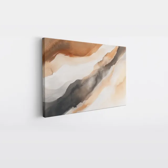 Saammp Canvas Schilderij - Beige strepen - kunst - Abstract - 40x30 - Foto op canvas - Wanddecoratie - Muurdecoratie Woonkamer - Kantoor Decoratie Multicolor