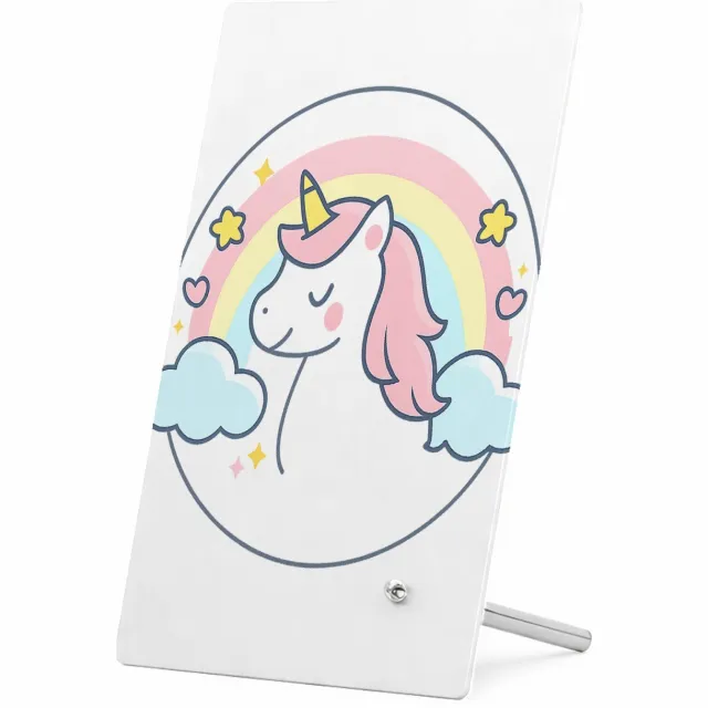 Mr Cadeautjes Glasframe 11 x 16 - design Pastel jungleklok met een vriendelijke giraffe als middelpun | cadeau Wit