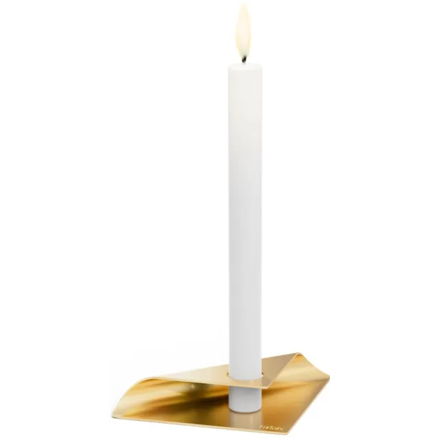 Höfats SQUARE CANDLE Kandelaar 1pack goud Roestvrijstalen kandelaar voor staafkaarsen
