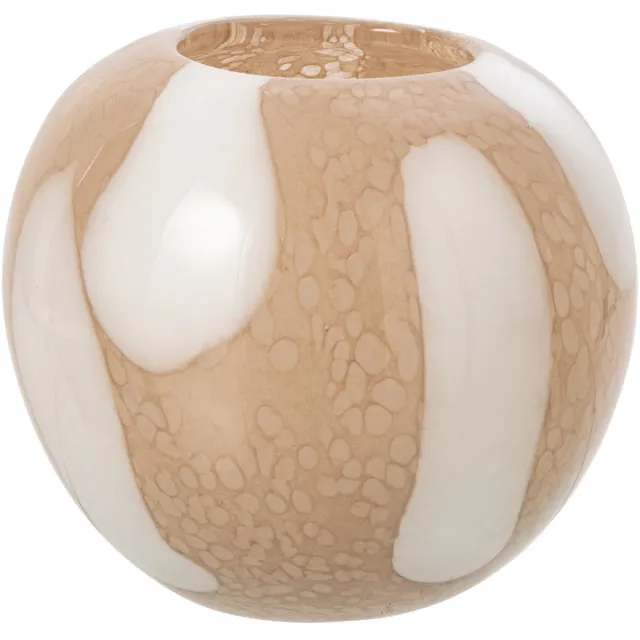 J-Line Vaas met stippen - glas - lichtbeige/wit - small