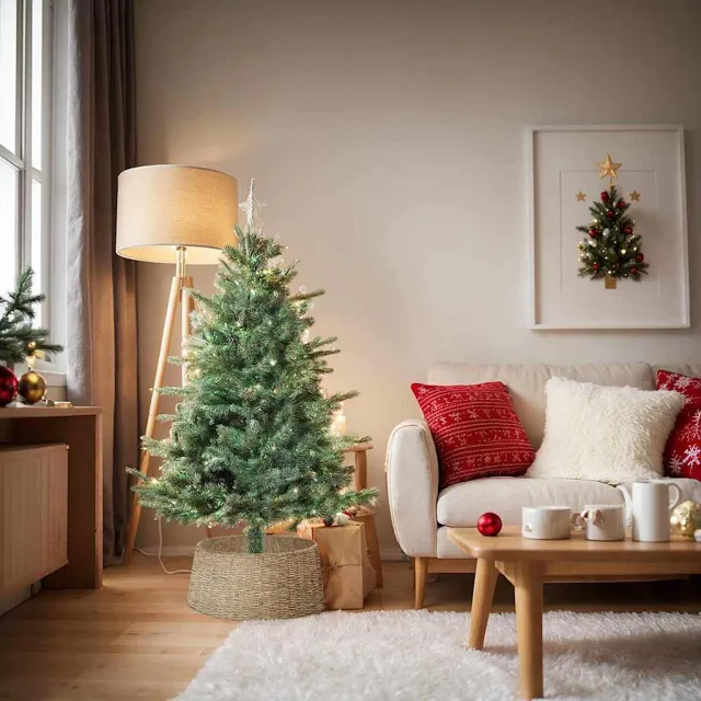 vidaXL Kerstboomkraag Rond Naturel Dia. 60 x 22 cm Zeegras Bruin