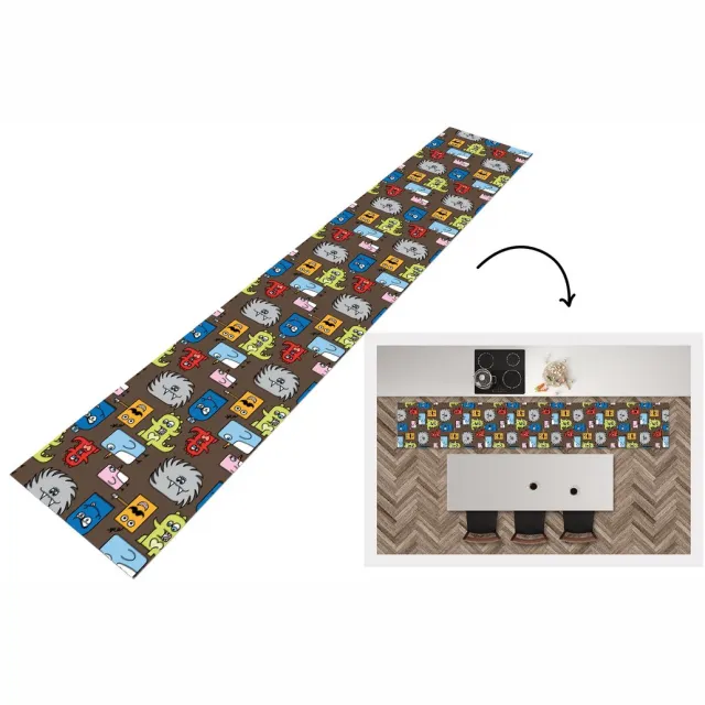 KitchenYeah Keukenloper - Keukenmat - Patronen - Monster - Dieren - Keuken vloerkleed Multicolor