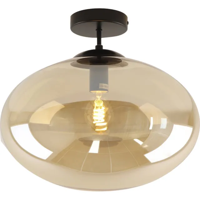 Olucia KIMI - Plafondlamp - Amber / Zwart - Vorm: Ovaal