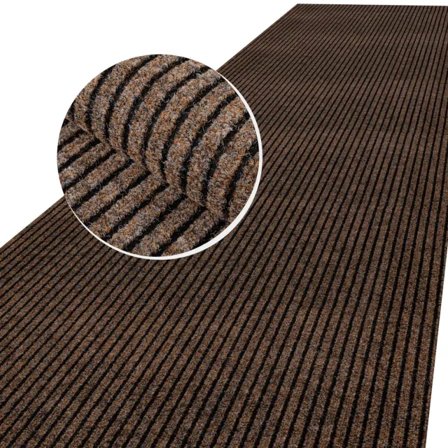 ANRO Loper Mischa Bruin 180x160cm – Schoonloopmat Antislip Op Maat