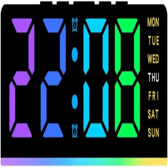 carmdering Digitale Tafelklok – LED Klok – Wekker – 2 Alarmen – RGB – Zwart
