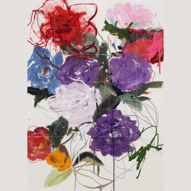 IXXI Eternity, Leigh Viner - 100 x 140 cm - Grote wanddecoratie en posters - Schilderijen, Kwaststreken, Abstract, Kleurrijk, Woonkamer, Studeerkamer Rood