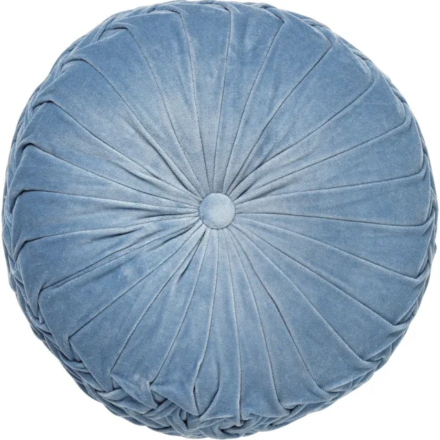Dutch Decor KAJA - sierkussen Ø40 cm - rond - velvet - Provincial Blue - blauw Lichtblauw