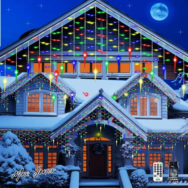 Mrs. Jones 10M 400 LED Lichtsnoer met Ijspegels en Afstandsbediening - Binnen en Buiten Verlichting voor Tuin Bruiloft Feest Kerstmis - Meerkleurig .