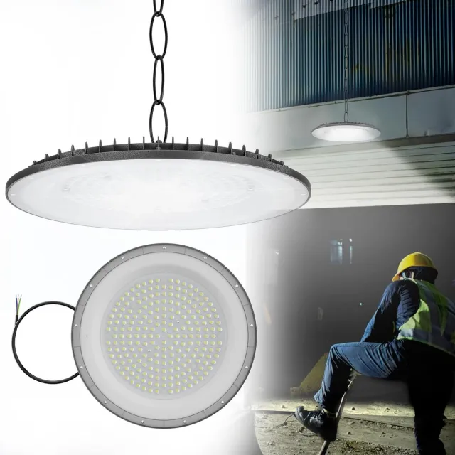 Aufun 300W LED UFO Industriebeleuchtung High Bay Light, 10000LM LED Hallenbeleuchtung Industrielampe Ultradünne Lampe Hallenstrahler, IP65 Wasserdichte 6000K-6500K Kaltweiß Wit