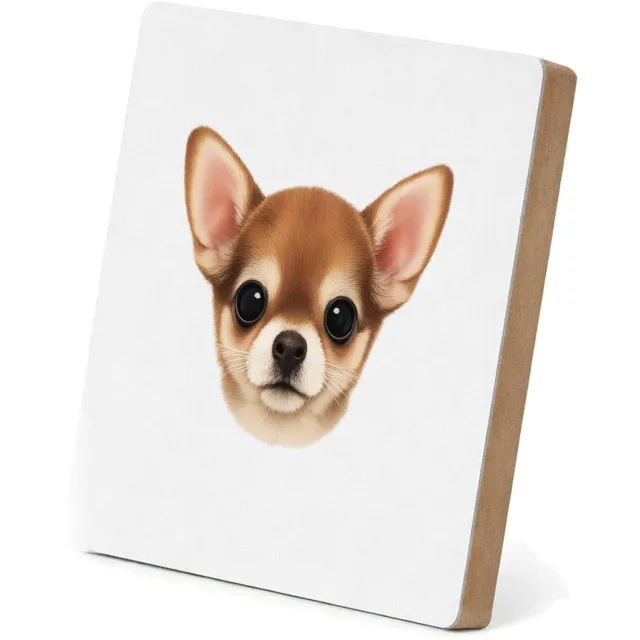Mr Cadeautjes MDF staande fotolijst 15,2 x 15,2 - design Een klein, centraal portret van een nieuwsgierige kat met ro | cadeau Wit