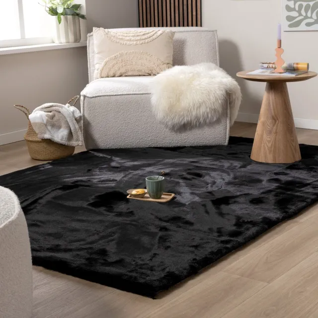 NATURL. Zacht Hoogpolig vloerkleed - Comfy Supreme Zwart - 140x200cm