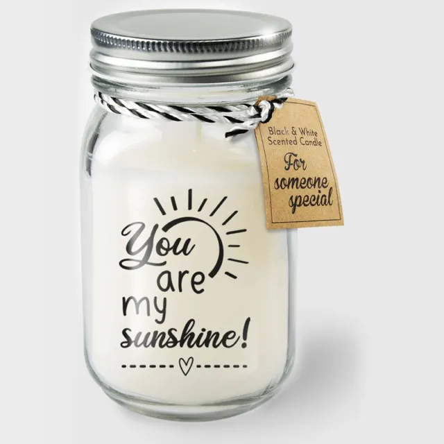 Paper dreams Black & White geurkaars - You are my sunshine Wit