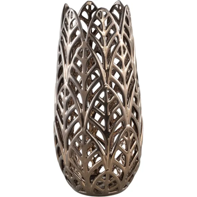 PTMD COLLECTION PTMD keramiek windlicht bronze goud 45 cm hoog - PTMD ceramic stormlight bronze Brons
