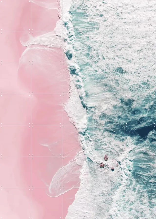 IXXI Aerial Sea of Love, Ingrid Beddoes - 100 x 140 cm - Grote wanddecoratie en posters - Fotografie, Kleurrijk, Abstract, Woonkamer, Slaapkamer Roze