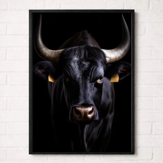 Kleurmedia Zwarte Stier Poster - Boerderijdieren Collectie - Dieren Posters - A2+ 43,2 x 61 cm