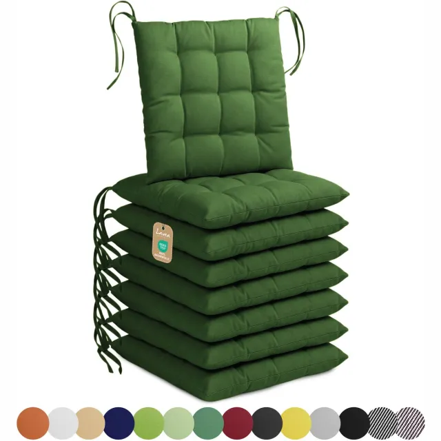 lavea Stoelkussens 40x40 cm, Set van 8 – Zitkussen & Stoelpads voor Binnen en Buiten – Comfortabel, Wasbaar en Duurzaam – Donkergroen