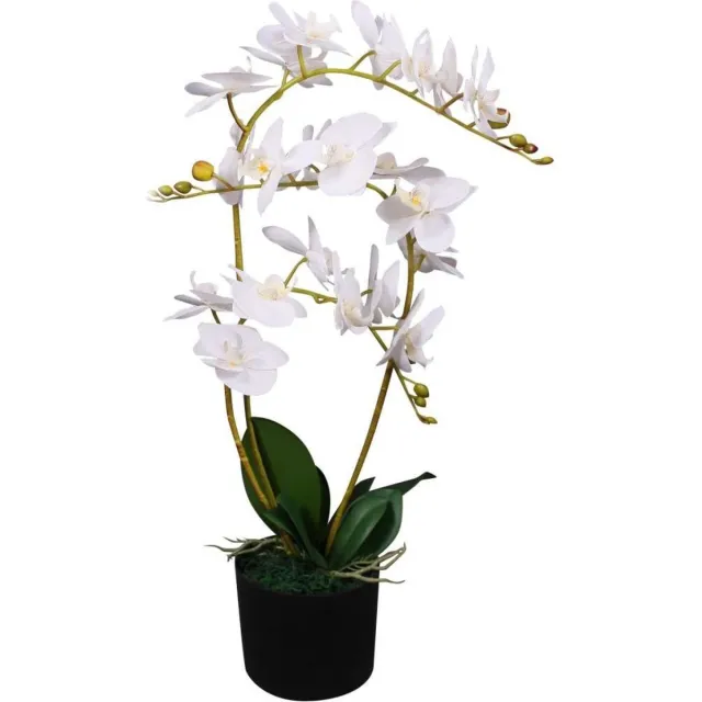 vidaXL Kunstplant - orchidee - met - pot - 65 - cm - wit